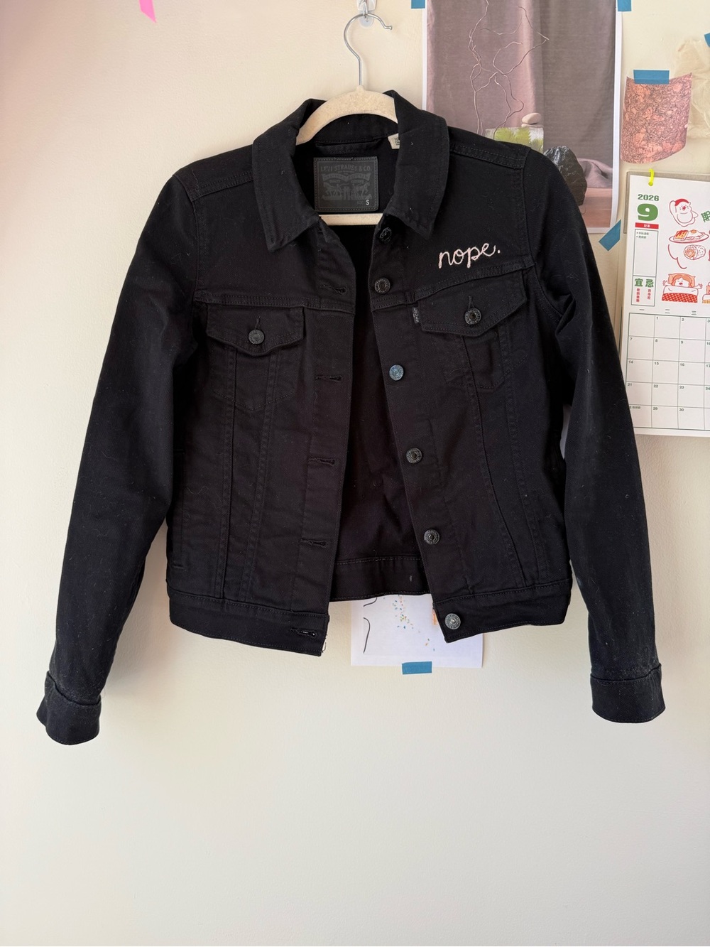 Levi’s Embroidered Black Denim Jacket S